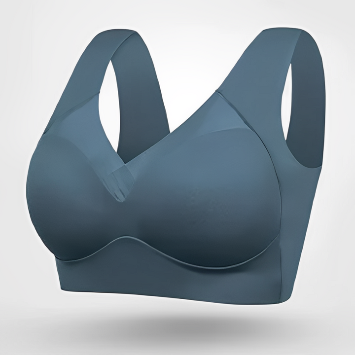 Women's seamless wireless push-up bra in navy blue