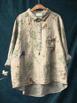 Women's Robin Bird Print Long Sleeve Shirt