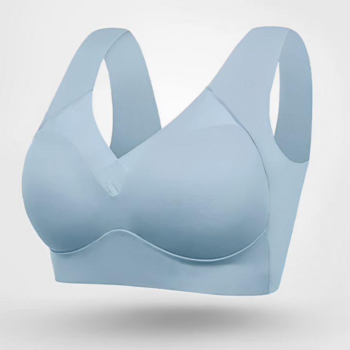 Women's seamless wireless push-up bra in light blue