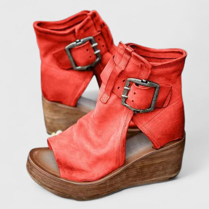 Orthopedic Arch-Support Wedge Sandals - Red