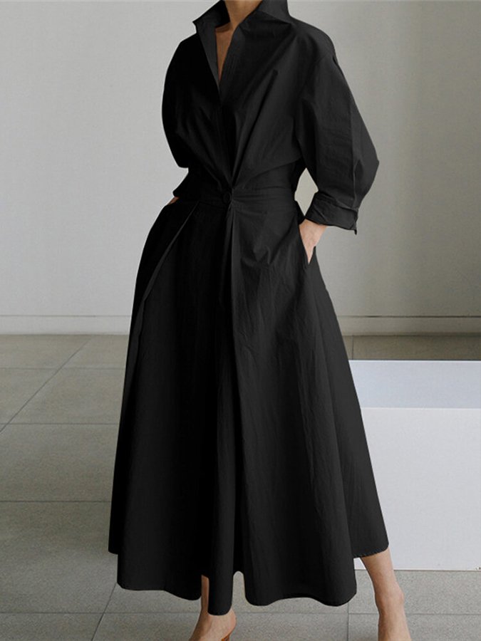 Elegant Flowing Maxi Dress - Black
