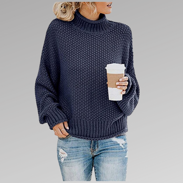 Loose fit knit winter sweater blue