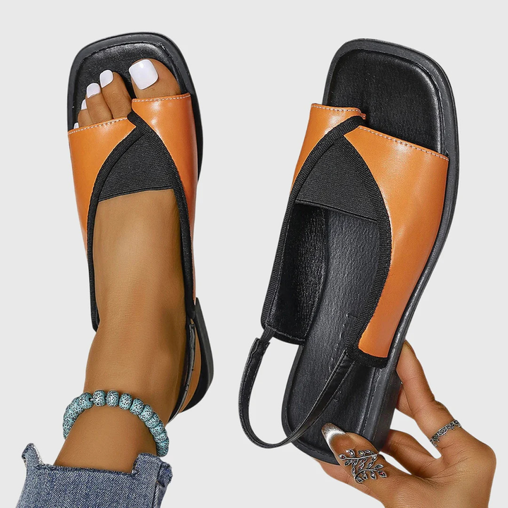 Orthopedic Square-Toe Slide Sandals - Orange