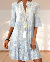 Boho Patterned V-Neck Mini Dress