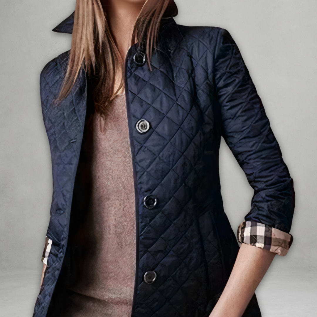 Women's cozy tailored fall jacket in blue