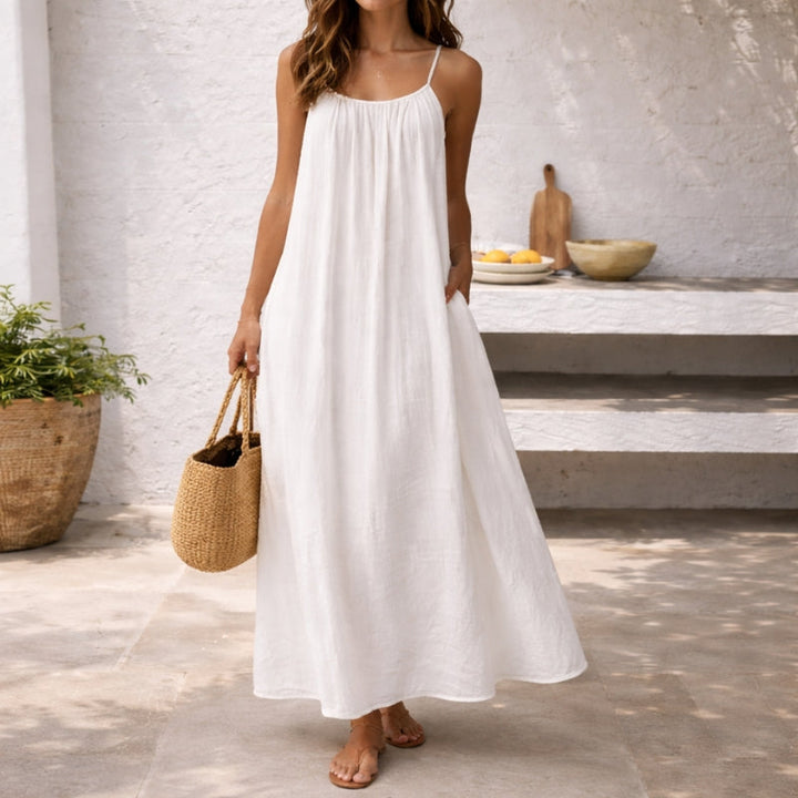 Linnen Spaghetti Strap Maxi Sundress