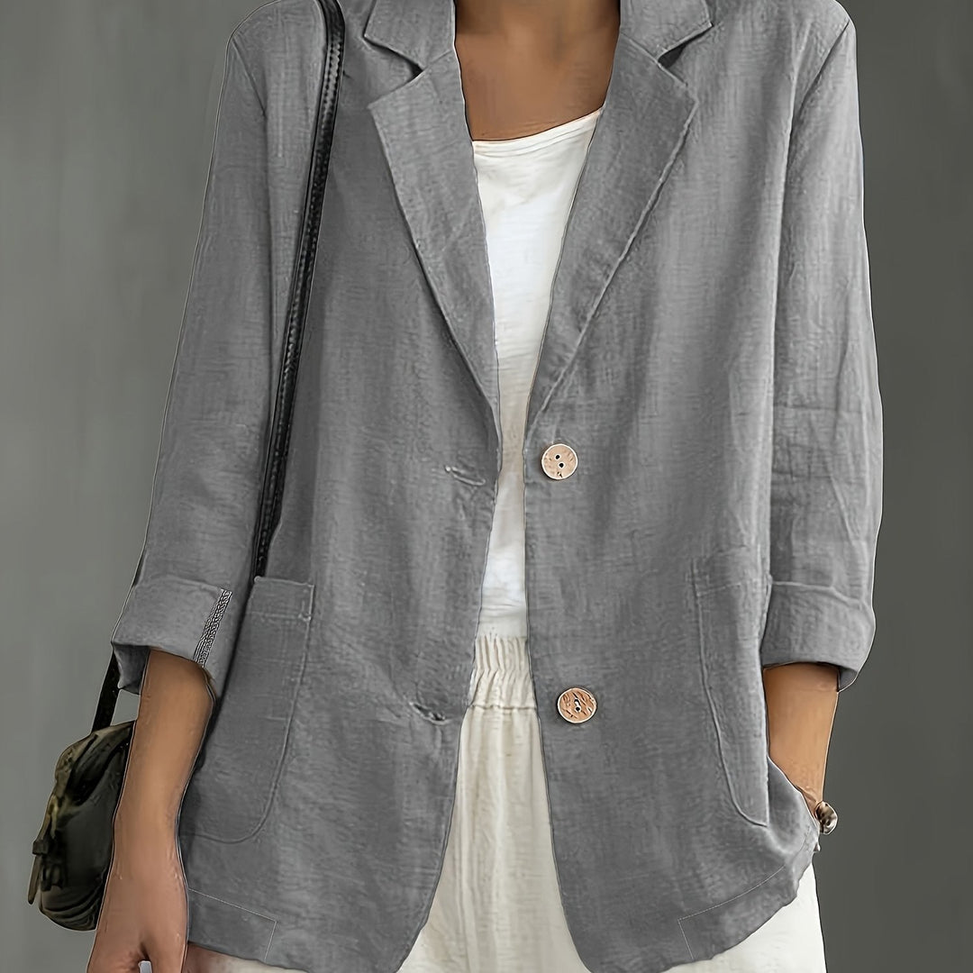 Tailored Linen Blazer in grey