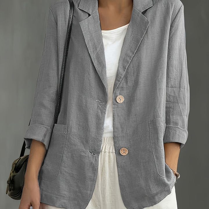Tailored Linen Blazer in grey