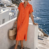 Short-Sleeve Button-Front Shirt Dress