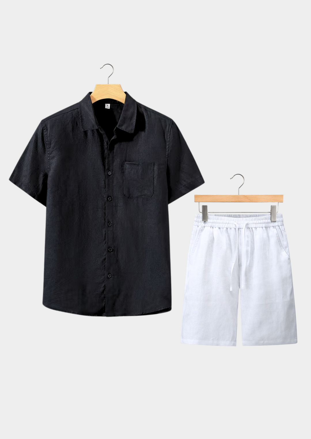 Black & White Linen Shortsleeve Summer Set
