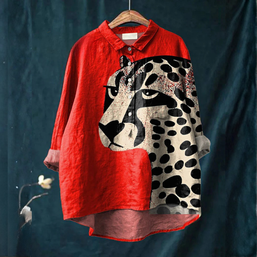 Printed linen shirt in multicolour