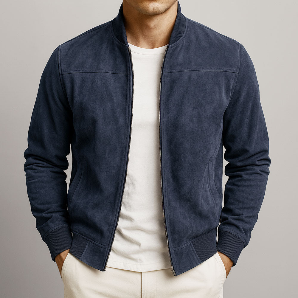 Modern Minimalist Zip Jacket - Dark Blue