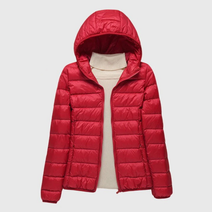 Women's Quilted Puffer Jacket - Red Hood