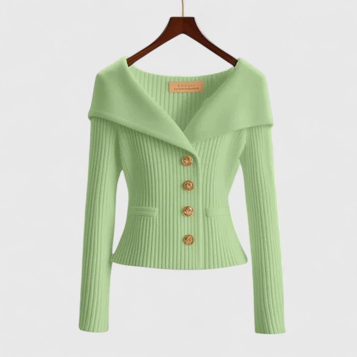 Elegant Open-Front Knit Cardigan - Green