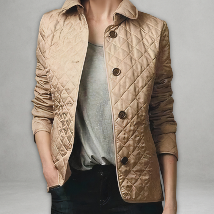Women's cozy tailored fall jacket in beige