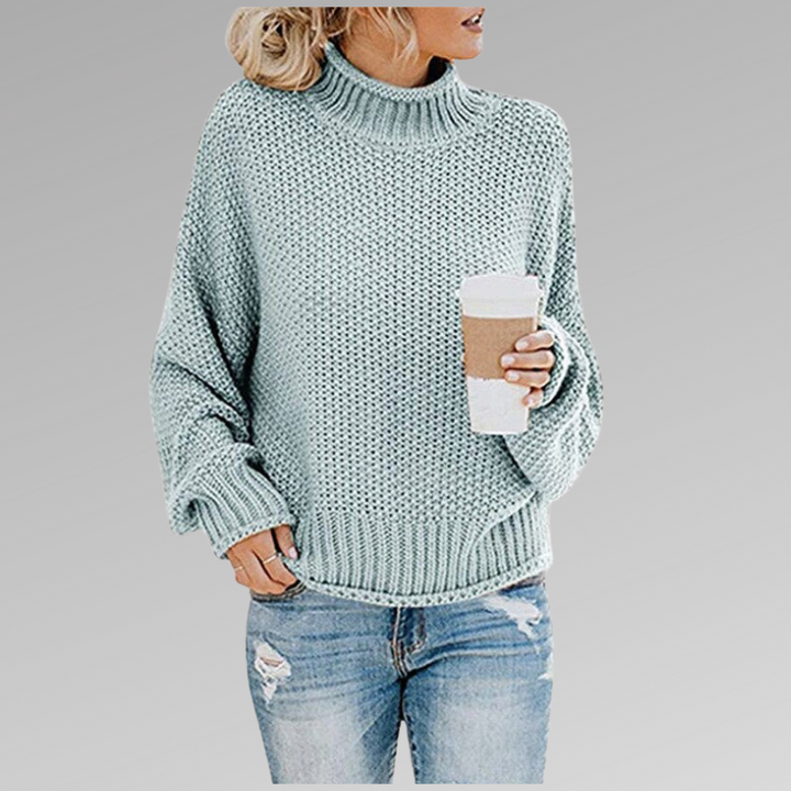 Loose fit knit winter sweater sky blue