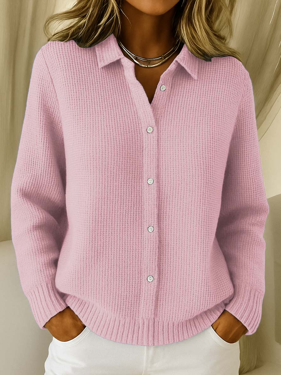 Classic Knitted Button Cardigan - Pink