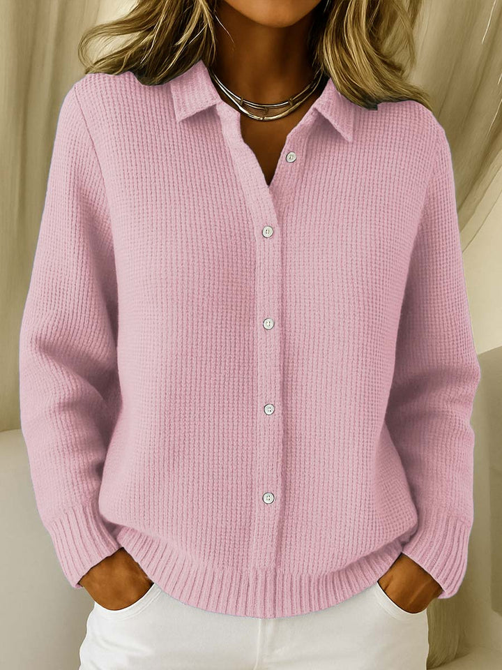 Classic Knitted Button Cardigan - Pink