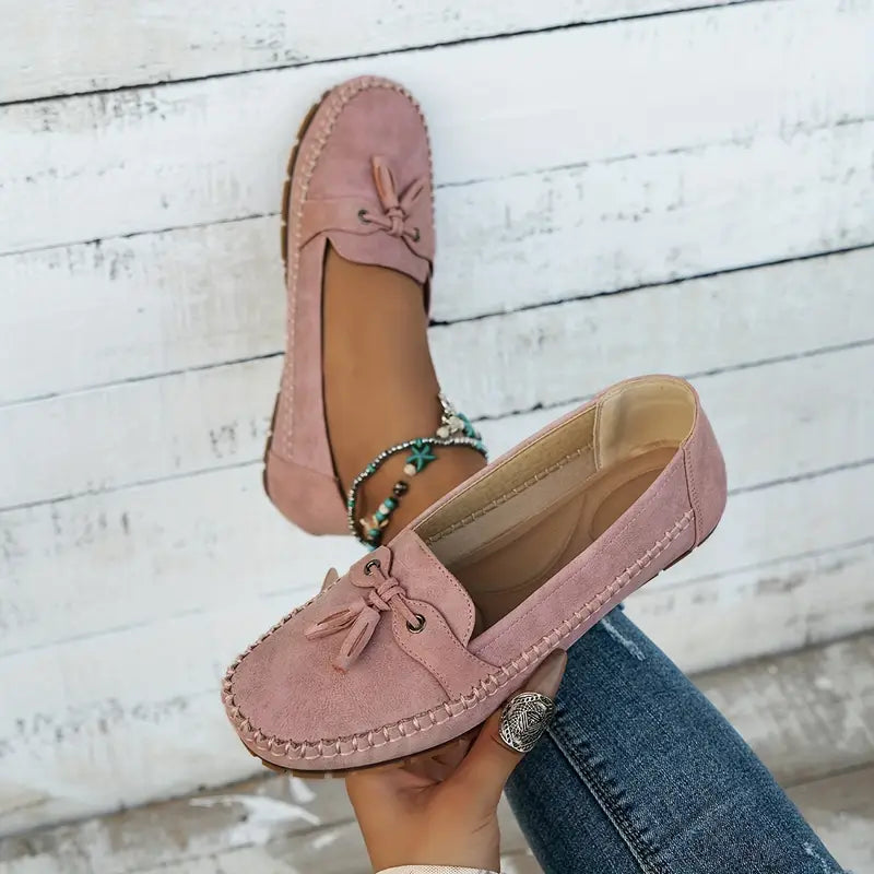 Soft Cushioned Bow Loafers - Pink