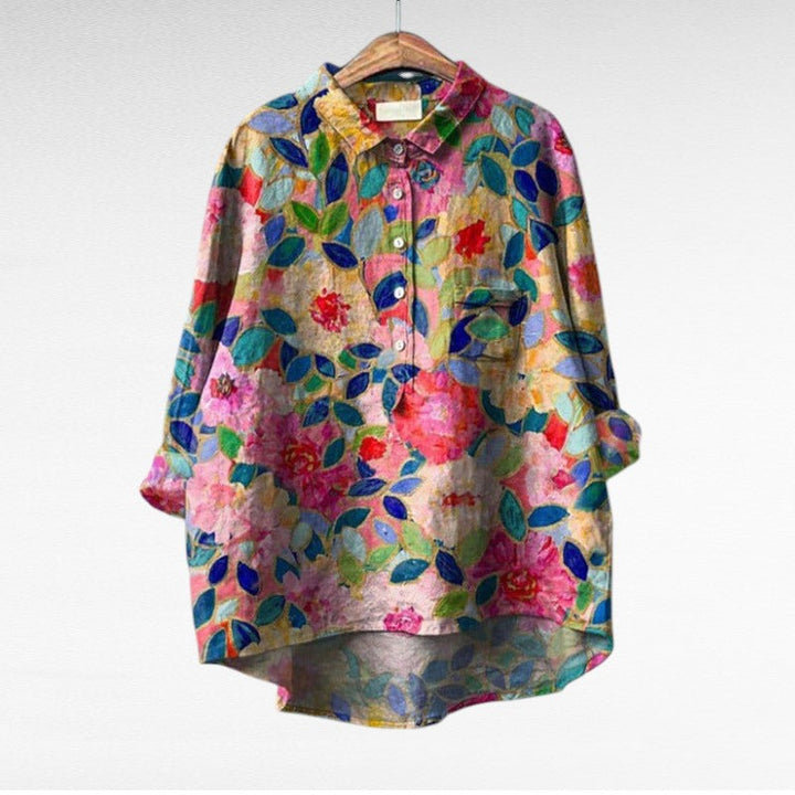 Women's artistic print summer blouse - pattern 5