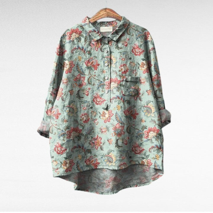 Women's artistic print summer blouse - pattern 2