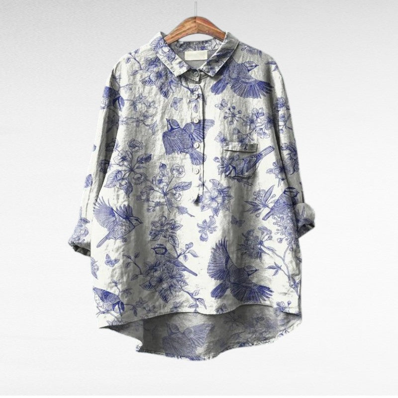 Women's artistic print summer blouse - pattern 3