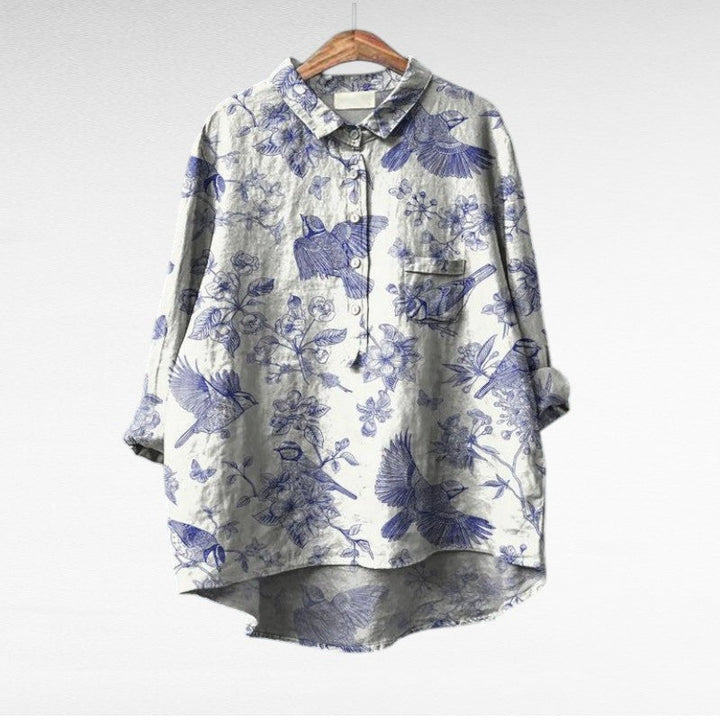 Women's artistic print summer blouse - pattern 3