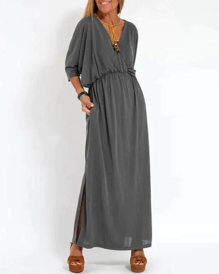 Graceful Flowing Maxi Dress - Gray