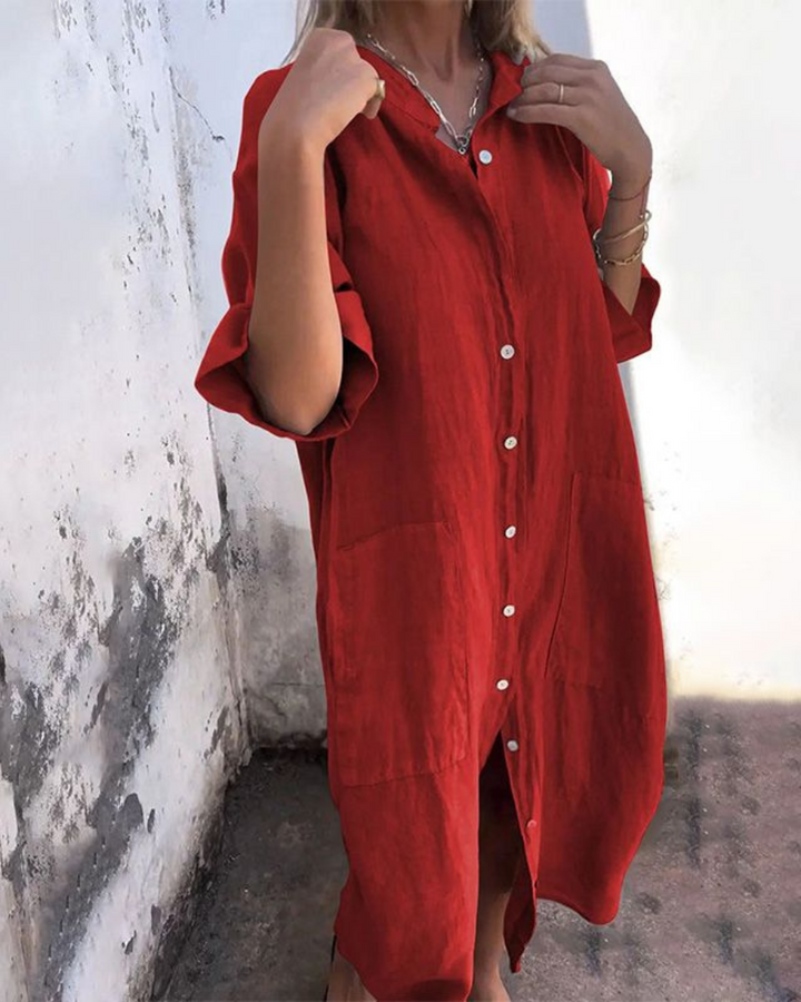 Boho shirt dress in red