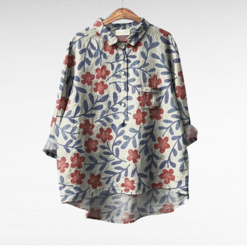 Women's artistic print summer blouse - pattern 4