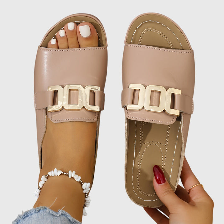 Orthopedic Gold-Buckle Sandals - Pink