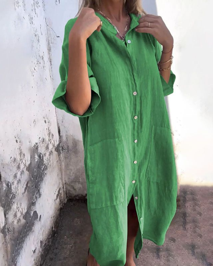 Boho shirt dress in green