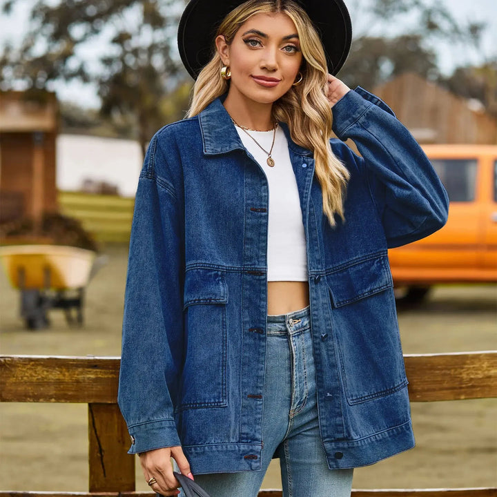 Oversized Denim Shirt Jacket in blue
