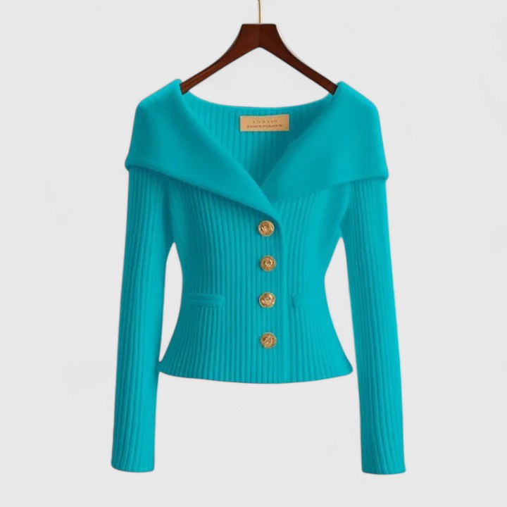 Elegant Open-Front Knit Cardigan - Blue