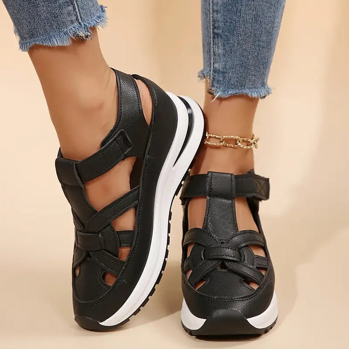 Orthopedic Wrap-Front Sandals - Black