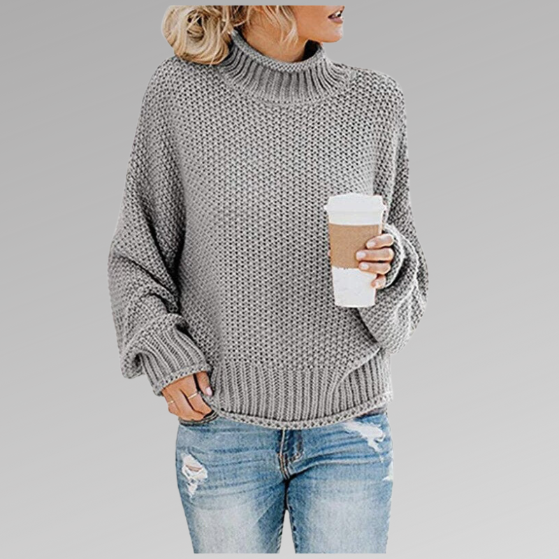 Loose fit knit winter sweater grey