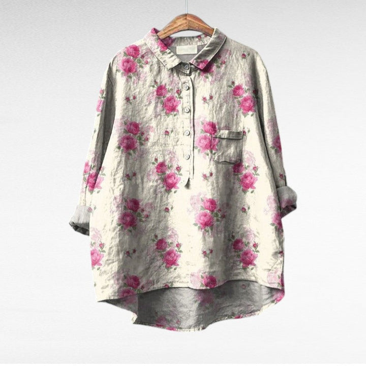 Women's artistic print summer blouse - pattern 6