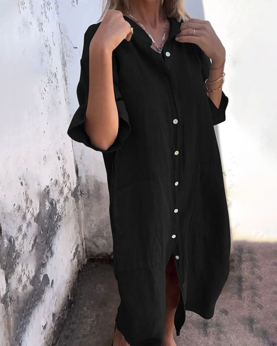 Boho shirt dress in black