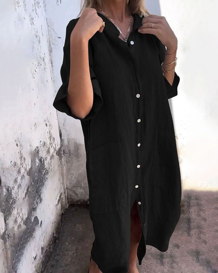 Boho shirt dress in black