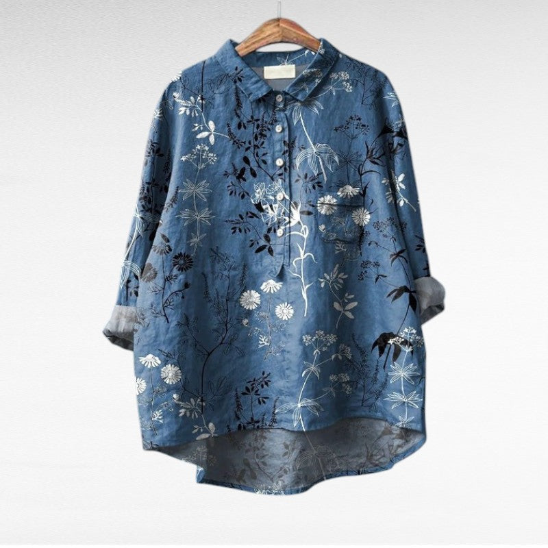 Women's artistic print summer blouse - pattern 7