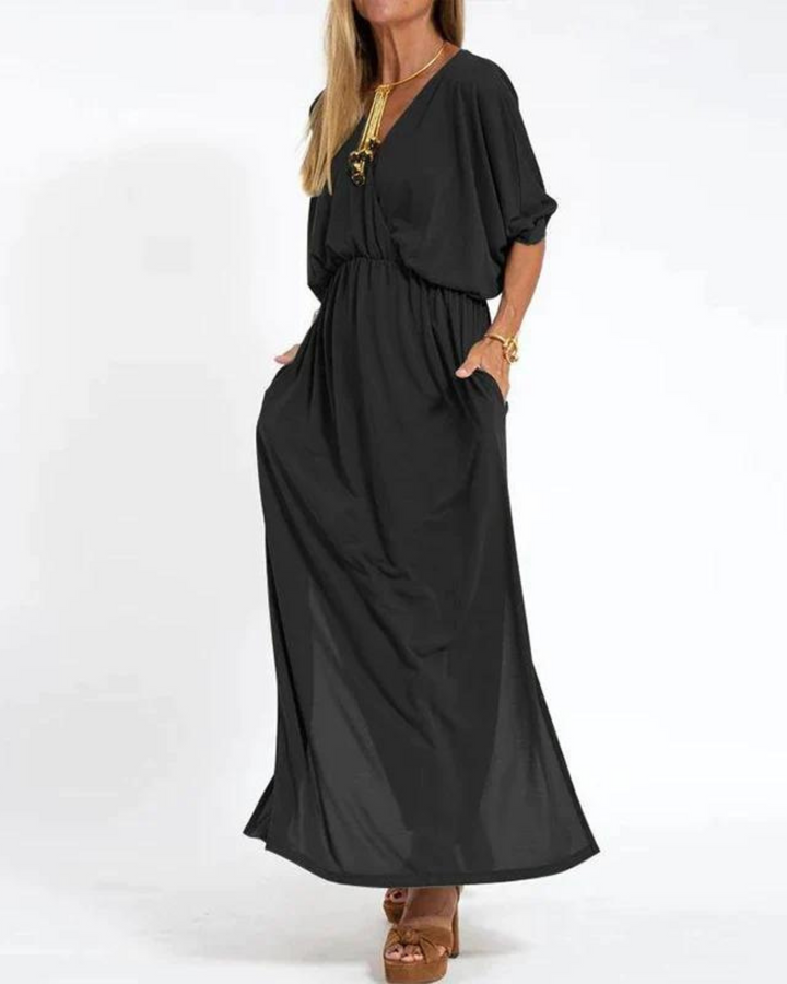 Graceful Flowing Maxi Dress - Black