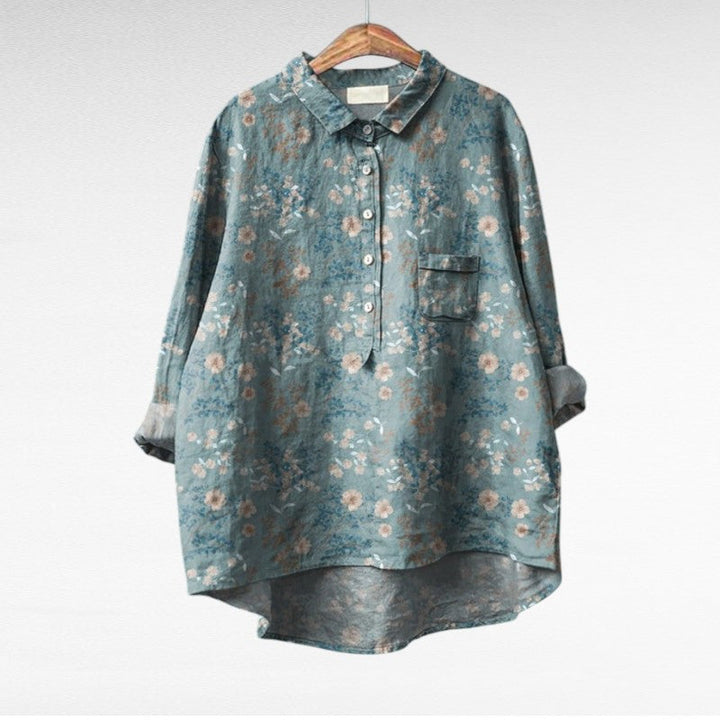 Women's artistic print summer blouse - pattern 8