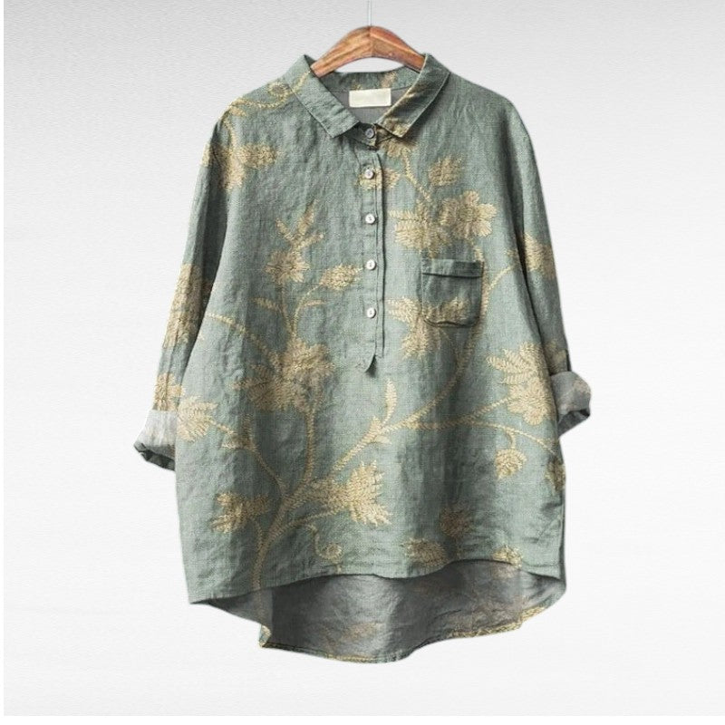 Women's artistic print summer blouse - pattern 9