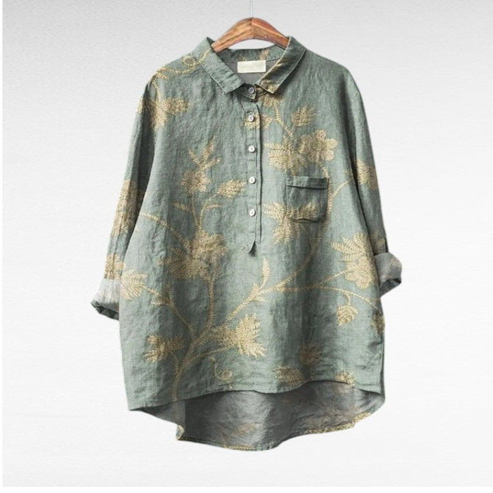 Women's artistic print summer blouse - pattern 9