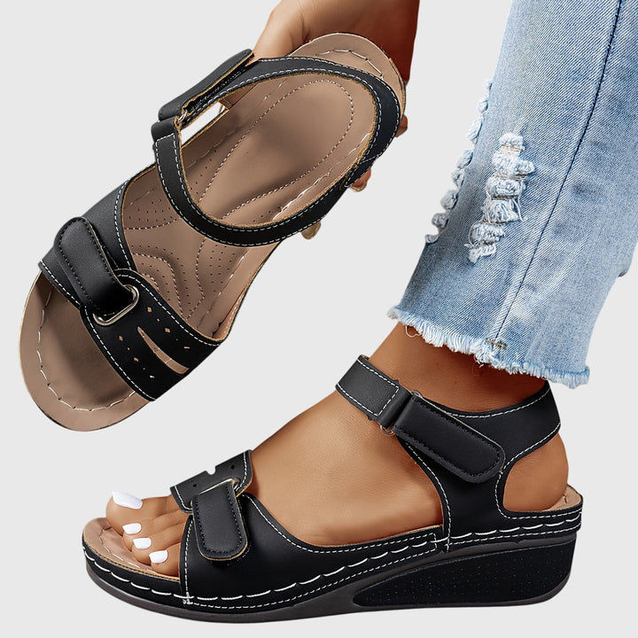 Orthopedic Cross-Strap Sandals - Black