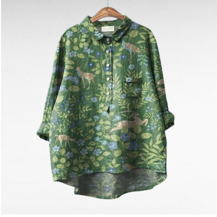 Women's artistic print summer blouse - pattern 10