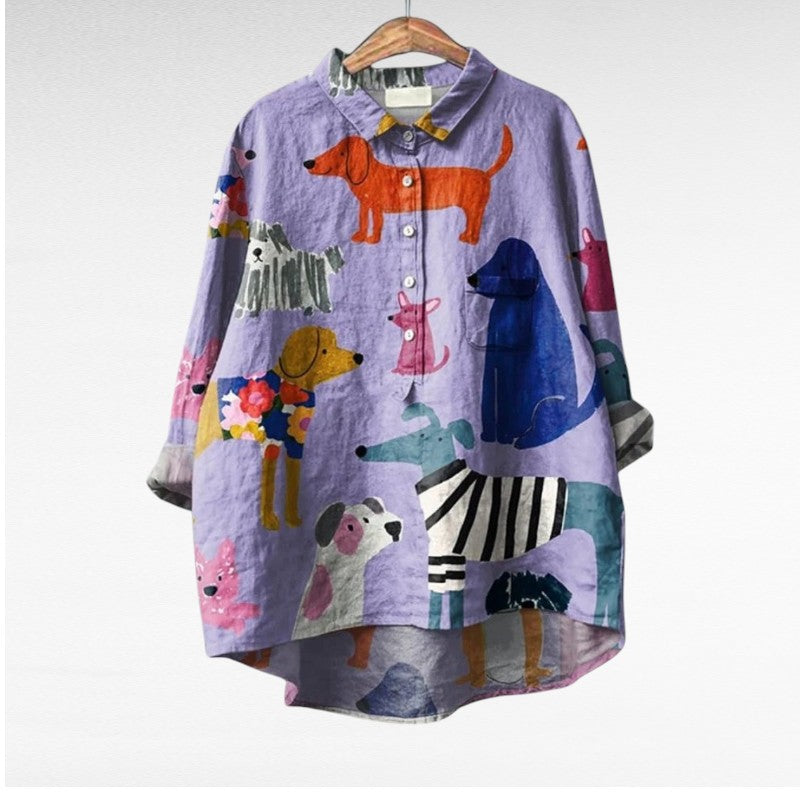 Women's artistic print summer blouse - pattern 1