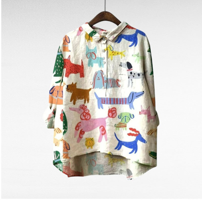 Women's artistic print summer blouse - pattern 3