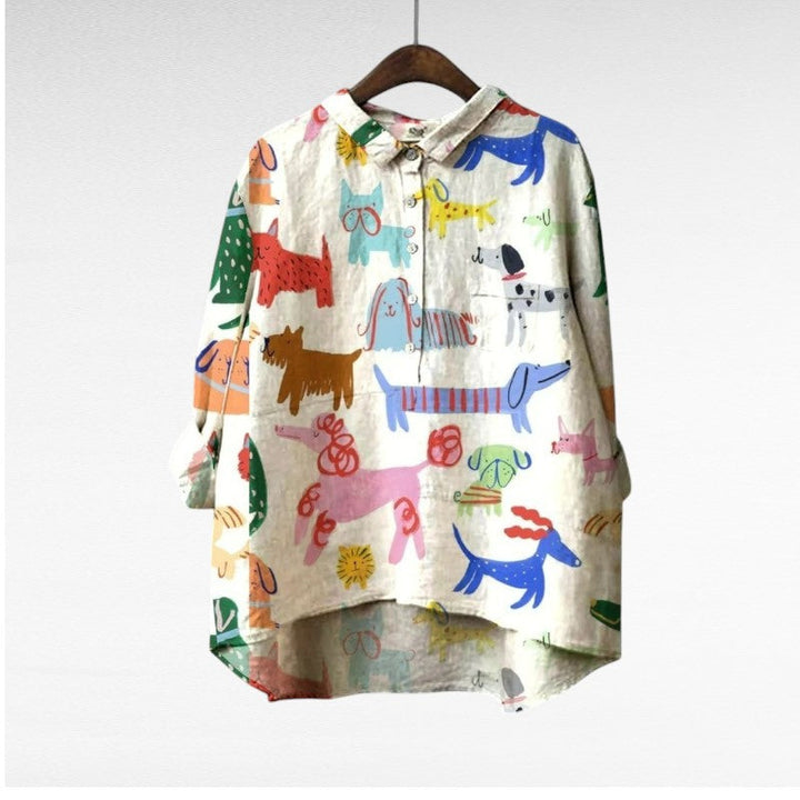 Women's artistic print summer blouse - pattern 3