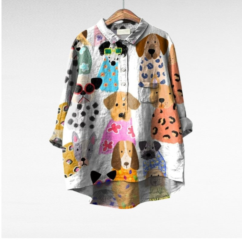Women's artistic print summer blouse - pattern 2